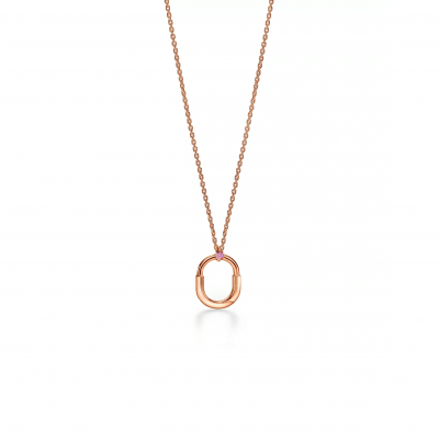 TIFFANY LOCKSMALL PENDANT IN ROSE GOLD WITH A PINK SAPPHIRE 75202806